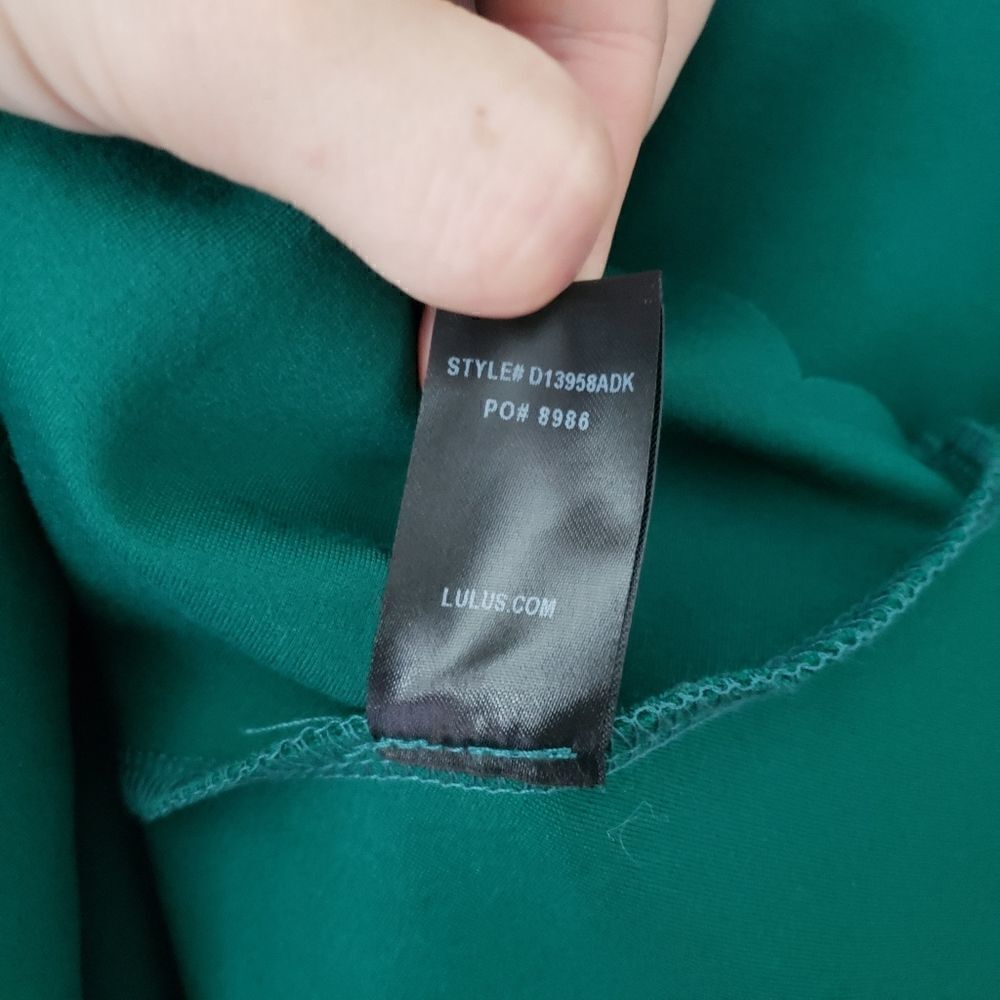 Lulu's Cumulonimbus Clouds Scalloped Hem Dress Green M - Picture 4 of 8